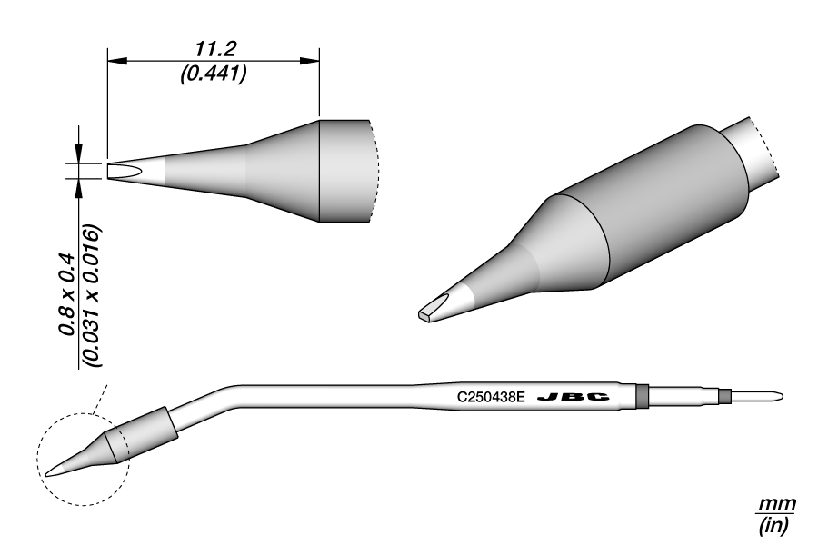 C250438E - Chisel Cartridge 0.8 x 0.4